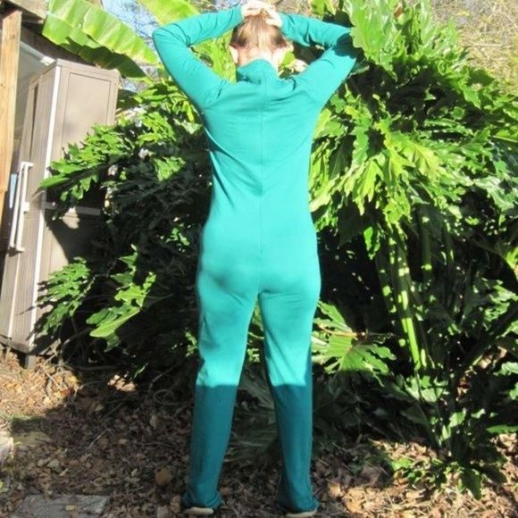 L Green Long Sleeve Long Legs Full Body Suit Jumpsuit Romper One Piece Unisex? - Picture 4 of 9